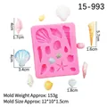 Pink silicone mold with 13 cavities for starfish and seashell fondant shapes - Style 3 / Pink