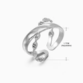 Silver adjustable stainless steel ring with chain link detail in 1.7cm diameter - Steel Ring 090