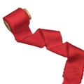Handmade frayed edge red silk ribbon on a wooden spool with elegant wavy texture - 4CM X5 Yards (Without Wood Spool) / Red