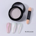 Solid aurora purple nail powder set with sponge brush for mirror effect BLG02-purple - BLG02-Purple
