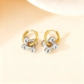 Titanium steel mixed-metal hoop earrings featuring a polished gold and silver flower pendant - Four-leaf Flower / Two-tone Type A