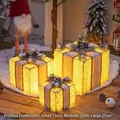 Set di 3 scatole regalo di Natale luminose con fiocchi di neve e luci LED calde - Set di Fiori per Albero di Neve d'Argento - Senza Luce