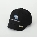 Detail of baby elephant embroidery on black cotton baseball cap for toddlers - 52cm 2-5 Years Old / Black
