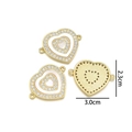 Macro detail of gold-plated heart pendant with mother of pearl and crystals, 2.3x3.0cm - Double Heart Connector (Natural Shell)