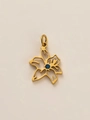 Pendentif fleur dorée avec pierre en zircon bleu en acier inoxydable - Septembre Or (Pendentif)