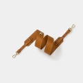 Brown leather wide shoulder strap with gold hooks and white stitching for crossbody bags - Brown Strap Gold Buckle