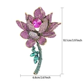Sparkling pink and purple flower brooch with floral rhinestones and green crystal leaf - XD823175 Large Purple Gem Flower