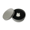 Silver round makeup brush cleaning tin with black sponge and rabbit detail - Rabbit Style Set