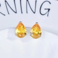 Élégante paire de boucles d'oreilles en pierres jaunes taillées en poire sur argent - Boucles d'Oreilles Clous en Zirconium Jaune (Paire)