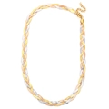 Collana a catena piatta intrecciata tricolore in acciaio al titanio oro argento e rosa - Collana Tricolore