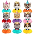 Set of 9 colorful cat head honeycomb centerpieces for cat themed birthday party decoration - 9-Piece Cat Honeycomb Ornaments