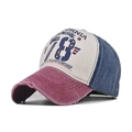 Cappellino da baseball vintage con ricamo California e visiera rossa effetto consumato - Rosso Vino E Blu Navy