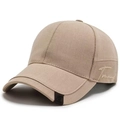 Gorra de béisbol de algodón caqui para hombre con bordado lateral para protección solar - Caqui