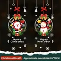 Double-sided Santa and Snowman Christmas window stickers measuring 65x70cm for holiday decor - YCSD049 Christmas Wreath