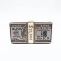 Luxury $10,000 money stack clutch bag with multicolored rhinestones and gold clasp - Purple