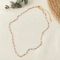 Collana artigianale con perline ovali grigie e catena dorata in stile boho - XL-275-2 Catena di perle ovali grigie