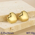 Pendientes de corazón hueco dorados pulidos de 25x24mm en acero inoxidable 310L - Dorado