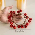 Couronne de Noël avec cloches en métal rouge de 14cm et vignes pour déco de fête - 14cm / Rouge