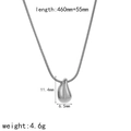 Detailed view of silver teardrop necklace with technical size and weight dimensions - Silver Small Bean Style (TN3398-S)