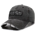Distressed charcoal grey baseball cap with Purist embroidery in a vintage washed style - Adjustable / Black