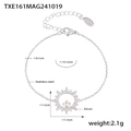 Bracciale a forma di sole in acciaio inossidabile argento con zircone per donna - Bracciale in Zirconia con Fiore di Sole in Acciaio
