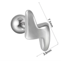 Polished silver lightning bolt stainless steel stud earring with screw ball back - Flash