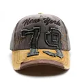 Gorra de béisbol retro gris con visera amarilla y bordado de 79 New York - Amarillo