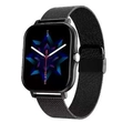 Y13 Smartwatch with black square dial and Milanese loop magnetic metal strap - Single Steel Strap / Black