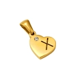 Detailed view of a gold heart pendant with letter X and a sparkling rhinestone - Letter X