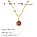 Elegante 14K vergulde roestvrijstalen geboortesteen ketting met een rode JAN-LIGHT SIAM hanger - Januari Rood (Rode Strass) / Goud