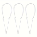 Drie witte gevlochten waskoorden met verstelbare knopen en metalen ringen voor DIY-sieraden - Set van 3 / Wit