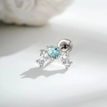 Piercing per cartilagine in acciaio al titanio con zircone a cuore blu e argento - Pezzo Singolo / Blu Mare Chiaro (A1036-3)