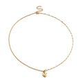 Polished gold heart pendant necklace with fine chain and adjustable lobster clasp - Gold (KN118862-Z)
