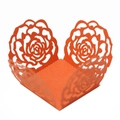 Orange laser cut rose hollow favor box for wedding candy and cupcake decoration - Orange Red Card
