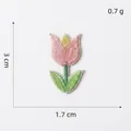 Detailed pink tulip embroidery patch with precise dimensions 1.7cm x 3cm and 0.7g weight - 11# (Pink/Green Tulip)