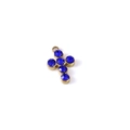 Golden cross pendant with deep blue round crystals and top hanging ring for necklace - Cross Rhinestone Pendant (Deep Blue Zirconia)