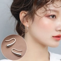 Elegant polished silver water-drop hook earrings shown on an Asian female model - Silver High Polished Simple Teardrop Hook Earrings(ED600-1)