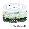 6-teiliges Boho-Armband-Set mit bunten Heishi-Perlen aus Ton und Acryl-Kristallperlen - Dunkel- und Hellgrün
