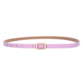 Slim light pink PU leather belt for women featuring a minimalist gold rectangular buckle - Pink
