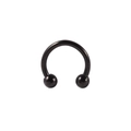 Dark grey stainless steel horseshoe ring piercing with two ball ends for lips and nose - Horseshoe Ring / Black