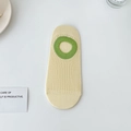 Breathable yellow low-cut cotton liner sock with green accent and anti-slip silicone - One Size / Yellow with Green Rim