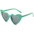 Kids heart shaped sunglasses in mint green matte finish with dark grey tinted lenses - Green
