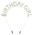 Detail of BIRTHDAY GIRL headband featuring green rhinestones and gold alloy frame - Gold Base + Light Green Rhinestone (with Silicone Cover)