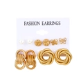 6-delige gouden oorbellen set met parels, vlinders en geometrische vintage oorknopjes - Vlinderstijl (1244)