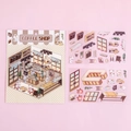 3D miniature coffee shop PET sticker set with cute bear staff and cafe furniture - Coffee Shop
