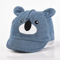 Blue corduroy baby baseball cap with cute 3D koala ears and embroidery on white background - One Size (46-48cm) / Blue