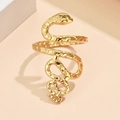 Anello a serpente dorato stile punk con trama a scaglie e design animale avvolgente - Oro