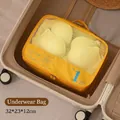 Orange packing cube for underwear in a beige suitcase for travel organization - Yellow-Small (No. 1)