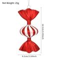 Rood-wit gestreepte kersthanger in snoepvorm met glitters en zilveren koord, 16,5cm - 16cm Rond Verticaal Gestreept Geverfd
