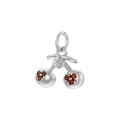 Detailed close-up of a creative cherry pendant with gold plating and red crystal inlay - White Gold Red Zircon Cherry